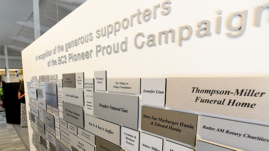 Heaton Family Learning Commons Campaign and Donor Plaque Wall